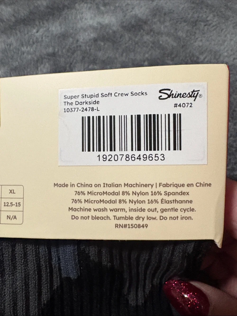 Shinesty The Darkside Super Soft Crew Sock NWT